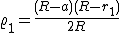 latex: \large \varrho_{1}=\frac{(R-a)(R-r_1)}{2R}