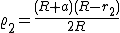 latex: \large \varrho_{2}=\frac{(R+a)(R-r_2)}{2R}