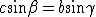 latex: \large c\sin\beta = b\sin\gamma