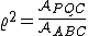latex: \large \varrho^2 = \frac{\mathcal{A}_{PQC}}{\mathcal{A}_{ABC}}