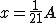 latex: \large x=\frac{1}{21}A